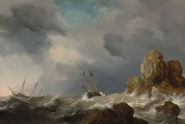 Skibe i kuling, 1660.