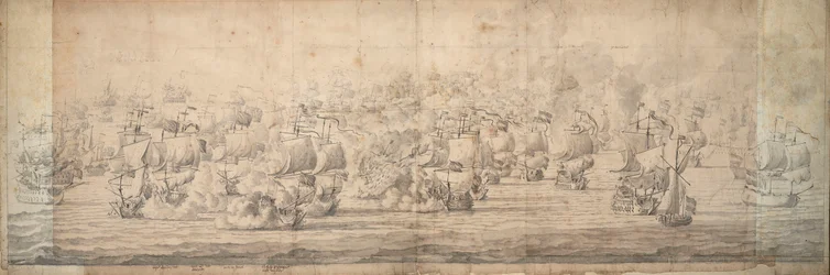 Slaget ved Lowestoft, 3.-13. juni 1665, ca. 1674 (grafit, blæk)