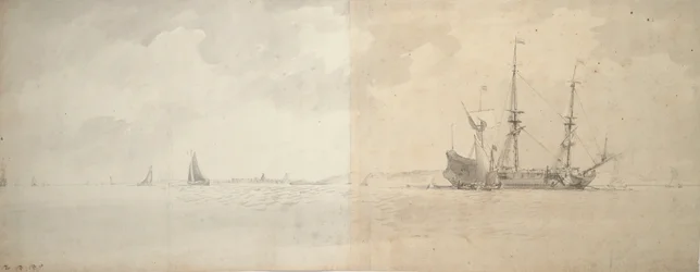 En hollandsk krigsmaskine for anker, ca. 1666 (grafit)