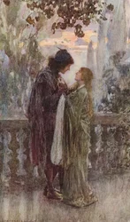 Shakespeares Romeo og Julie: Akt III, scene V (farvelitografi)