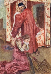 Shakespeares Romeo og Julie: Akt III, scene V (farvelitografi)