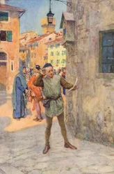 Shakespeares Romeo og Julie: Akt I, scene II (farvelitografi)