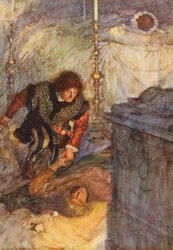 Shakespeares Romeo og Julie: Akt V, Scene III (farvelitografi)