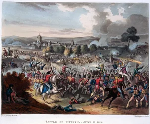Arthur Wellesley (1769-1852) Lord Wellington Entering Salamanca, indgraveret af J.C. Stadler, udgivet 1818 (akvatint)