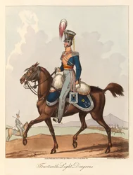 Fjorteenth Light Dragoons (akvatint, farvet)