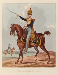 Trettende lette dragoner    (akvatint, farvet)