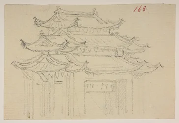 f. 63 168 Templer.  , fra et album med 372 tegninger af landskaber, kystlinjer, kostumer og hverdagsliv lavet under Lord Macartneys ambassade til Kinas kejser, mellem 1792 og 1794 (blyant og akvarel på papir)