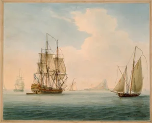 British Man-of-War / akvarel af W. Anderson, 1804
