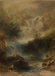 Torke Waterfall, Killarney, ca. 1860 (akvarel og blyant på papir)
