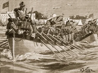 De britiske troppers afgang fra Alexandria, 1807, illustration fra 