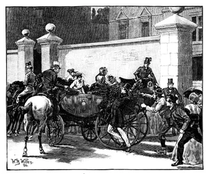 Pates overfald på dronningen, 1850, c1888.