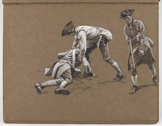Studie til oliemaleriet af William Barns Wollen, ?Slaget ved Lexington 1775?