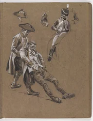 Studie til oliemaleriet af William Barns Wollen, ?Slaget ved Lexington 1775?