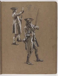Studie til oliemaleriet af William Barns Wollen, ?Slaget ved Lexington 1775?