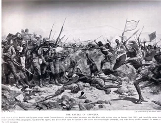 Slaget ved Abu Klea, 17. januar 1885, illustration fra "Hutchinsons History of the Nations", ca. 1910