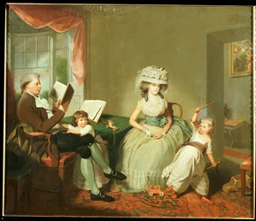 Et gruppeportræt af hr. og fru Hayward med deres børn, Mathilda og George, ca. 1789