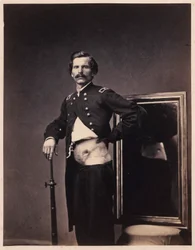 Major H. A. Barnum, Genopretning efter et gennemtrængende skudsår i maven med perforering af venstre Ilium, fra det fotografiske katalog over den kirurgiske afdeling