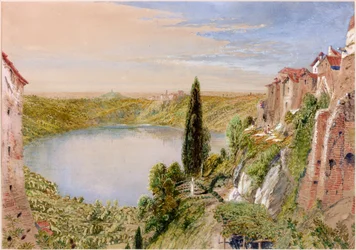 Lake Nemi, 1862 (bc, blyant og wc på papir)