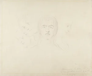 Fem visionære kvinders hoveder, ca. 1820 (grafit på papir)