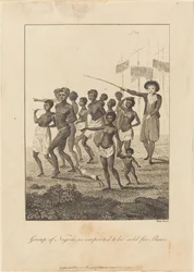 Gruppe af sorte mennesker, importeret for at blive solgt som slaver, 1793.