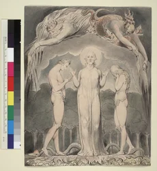 Illustration 10 til Miltons "Det tabte paradis": Dommen over Adam og Eva: "Sådan dømte han mennesket"