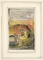 P.124-1950.pt9 The Little Black Boy (cont.): plade 9 fra Songs of Innocence and of Experience (kopi R) ca. 1802-08 (radering, blæk og akvarel)