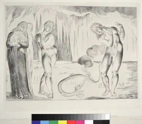 The Circle of Thieves: Buoso Donati Angrebet af Slangen, Inferno, Canto XXV, illustration til 
