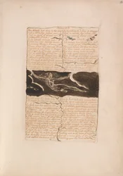 Den første bog af Urizen, plade 16, to næsebor bøjet ned i dybet .... (Bentley 13)