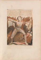 The First Book of Urizen, Plate 17, 8. The Globe of Life Blood Skælvede .... (Bentley 18)