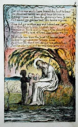„Den lille sorte dreng“, tavle 9 (Bentley 10) fra „Sange om uskyld og erfaring“ (Bentley-eksemplar L), 1789-94