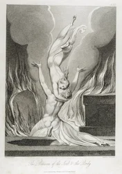 Sjælens og kroppens genforening, plansche 13, illustration fra «Graven, et digt» af William Blake (1757-1827), graveret af Luigi Schiavonetti (1765-1810), 1808