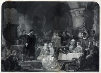 John Knox administrerer den første protestantiske nadver, pub. 1849
