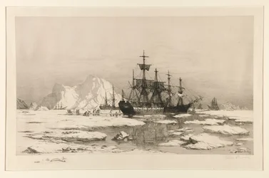 Sælgere i Arktis, efter maleriet: Among the Ice Floes, 1875