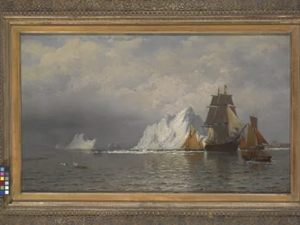 Hvalfanger og fiskefartøjer nær kysten af Labrador (olie på lærred)