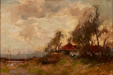 A Farm Steading (olie på lærred)