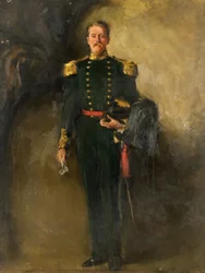 A Man in the Green Uniform of the Scottish Archers, 20. århundrede (olie på lærred)