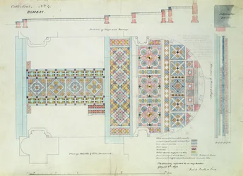 Design til en fortov, katedralen i Bombay, Indien