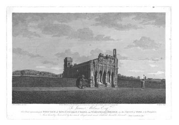 West View af King Edwards Chapel på Wakefield Bridge i County of York, c1800