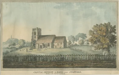 Slotskirken - Kirke: akvarelmaleri og [1700-tallet] (maleri)