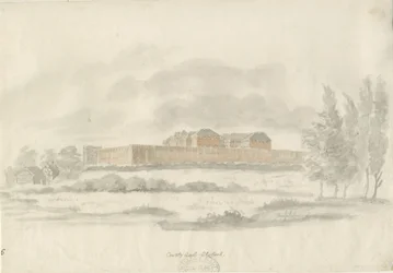 Stafford - Shire Hall: arkitekters blæktegning (tonet) og [c 1798] (tegning)