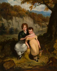 Portræt af Sir Thomas Moncrieffe Bt. og hans søster når børn, ca. 1826 (olie om bord)