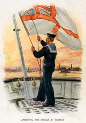Sænkning af Fanen ved solnedgang, c1890-c1893.
