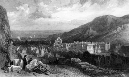 Holyrood fra Calton-Hill, graveret af William Miller, 1842