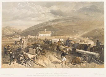 ?Kommissariatets vanskeligheder Vejen fra Balaklava til Sevastopol, ved Kadikoi, under det våde vejr?, 1854 ca.