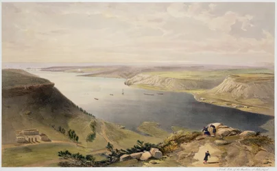 Nordsiden af Sebastopol Havn, plade fra "The Seat of War in the East", udgivet af Paul und Dominic Colnaghi und Co., 1856