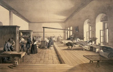 En af afdelingerne på hospitalet i Scutari, 1856