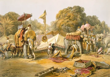 Pheel Khana, eller elefantkvartererne, Holkars lejr, fra «India Ancient and Modern», 1867