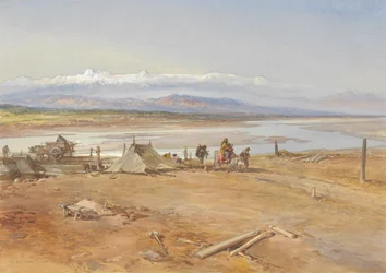 The River Chenab, Punjab, 1865 (wc & gouache på papir)