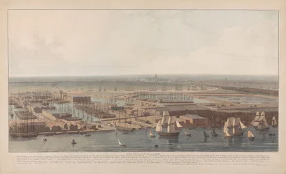 Udsigt over handelsdokkerne ved Rotherhithe