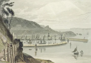 Torquay, Devon, fra bind VIII af "A Voyage Around Great Britain Undertaken between the Years 1814 and 1825", udgivet i 1825 (akvatint)
